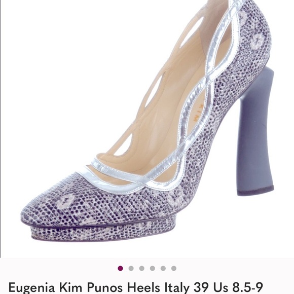 Eugenia Kim Shoes - Eugenia Kim Metallic Silver and Gray Snakeskin Heels